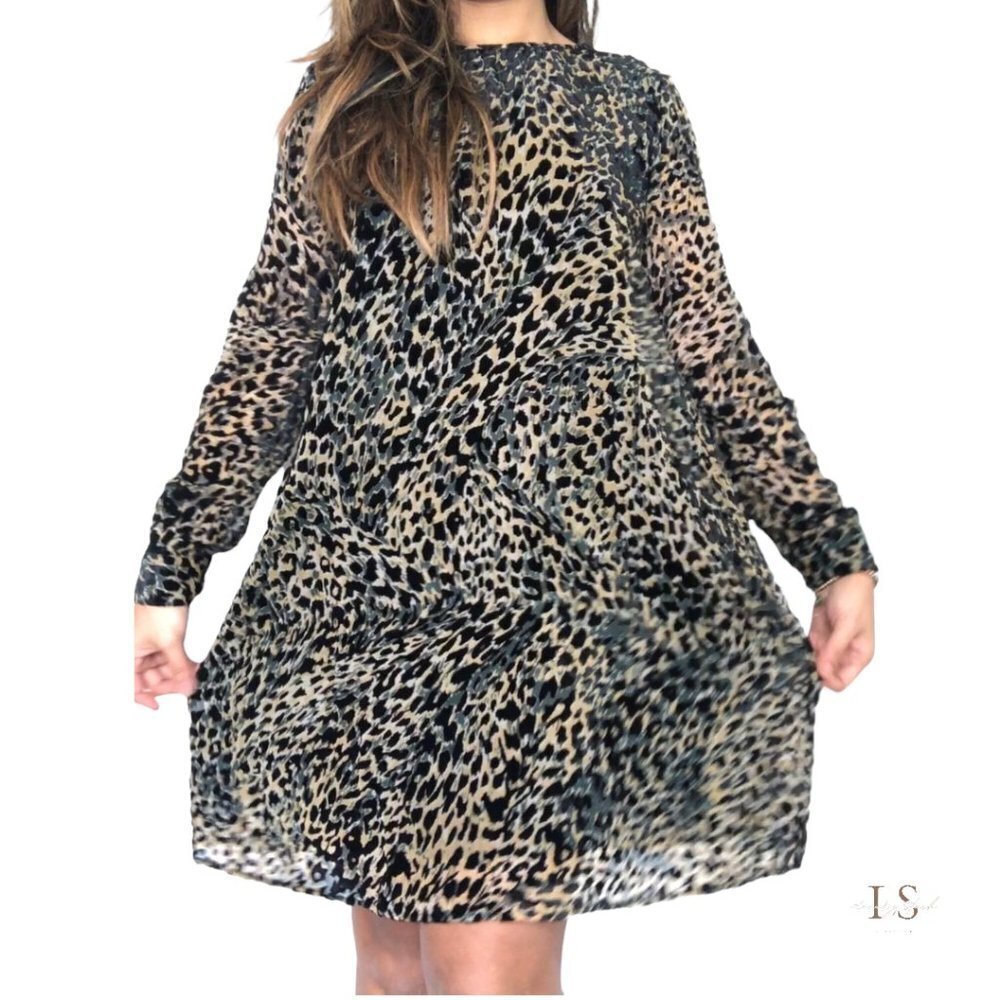 ⚫️ ANTHROPOLOGIE | SEE U SOON animal print dress velvet feel​​​​​​​